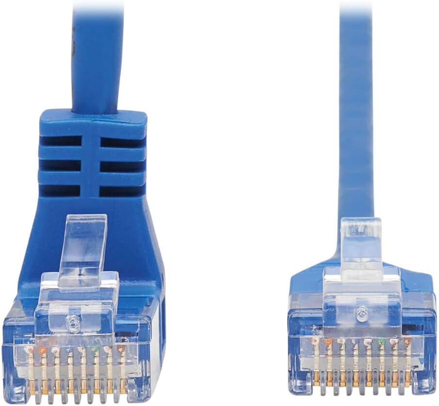 Tripp Lite Cat6 Gigabit Molded Slim UTP Network Patch Cable, Blue, RJ45 Angle