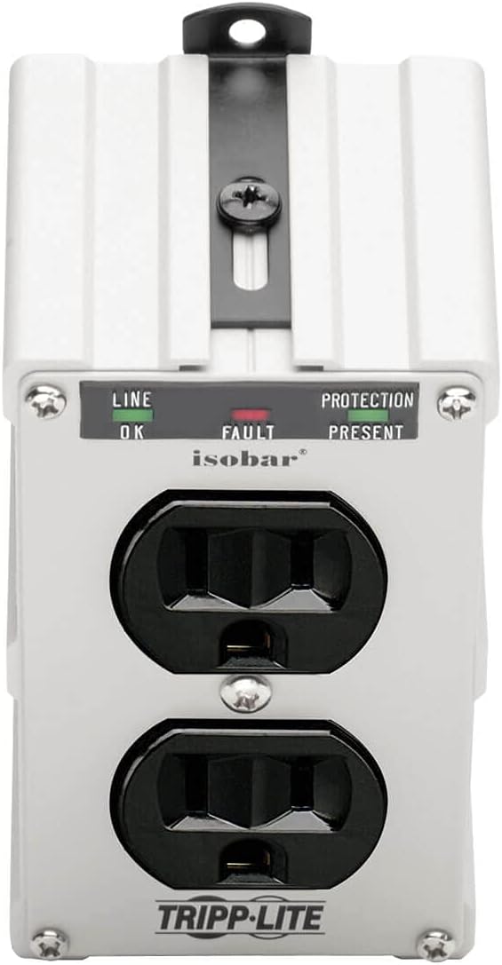 Tripp Lite Isobar ISOBLOK2-0 Heavy Duty Outlet Extender, Wall Power Strip Surge Protector, 2 Outlets, Direct Plug-in, White
