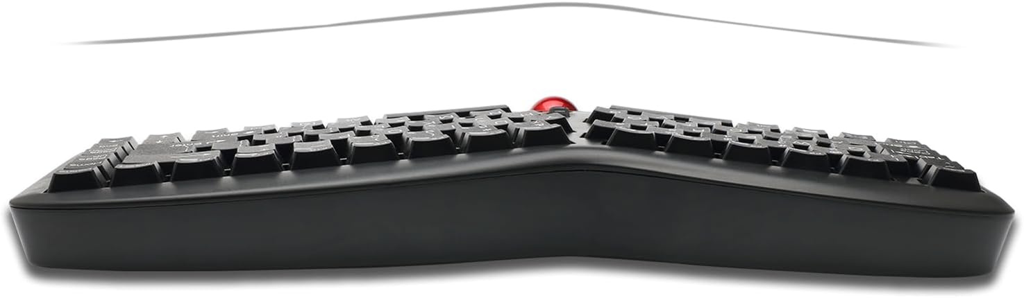 WKB-3150UB - Wireless Ergonomic Keyboard with Built-in Removable Trackball and Scroll Wheel, Split Key, Long Battery Life