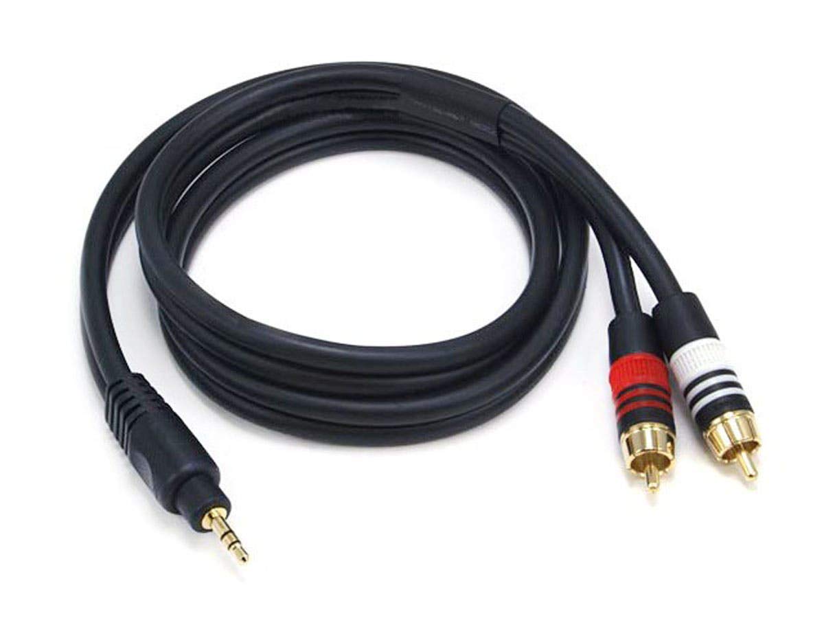 Monoprice Premium 3.5mm Stereo Male to 2 RCA Male Audio Cable, 22AWG Gold Plated