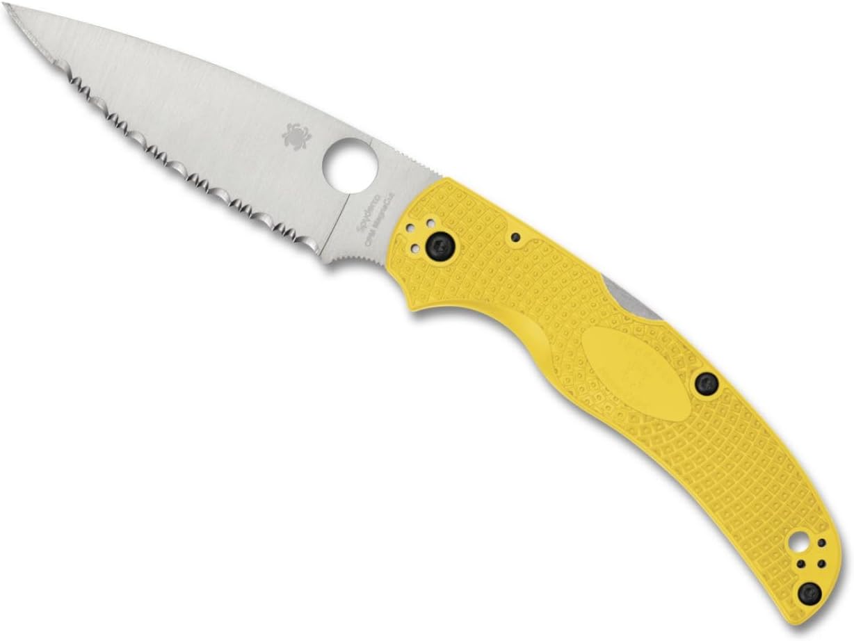Spyderco Native Chief Salt Knife - Lightweight, Yellow Handle with SpyderEdge, Full-Flat Grind