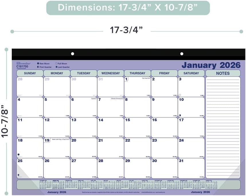 Brownline® 2026 Monthly Desk Pad Calendar, 12 Months, January to December, 17.75" x 10.875" (C181700-26)