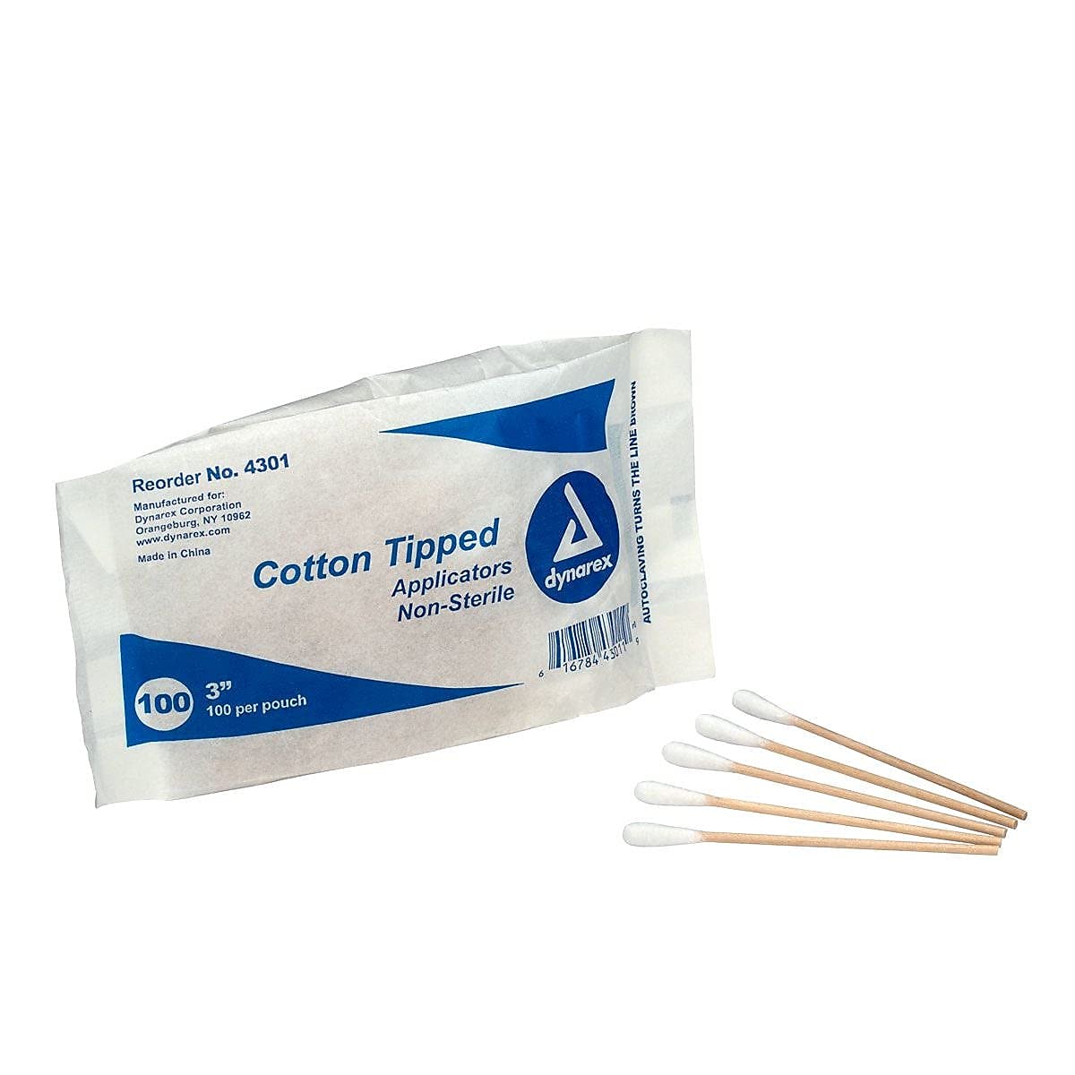 First Aid Only 25-400 Non-Sterile Cotton-Tipped Applicators, 3" Wood, 100/bag