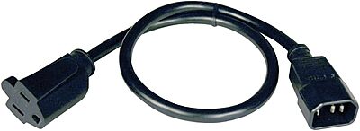 Tripp Lite Standard Computer Power Cord 12A, 16AWG (IEC-320-C14 to NEMA 5-15R) 2-ft.(P002-002)
