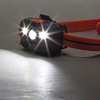 Klein Tools 56064 Rechargeable Auto-Off LED Headlamp, Silicone Strap, 400 lms, All-Day Runtime, for Work, Running
