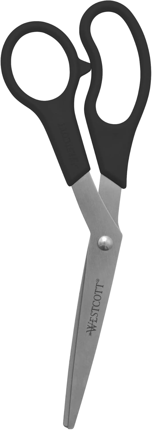 Westcott® All-Purpose Value Stainless Steel Scissors, 8", Bent, Black