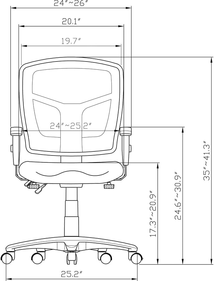 Lorell, LLR86201, ErgoMesh Series Managerial Mid-Back Chair Black Mesh Back/ Black Fabric Seat