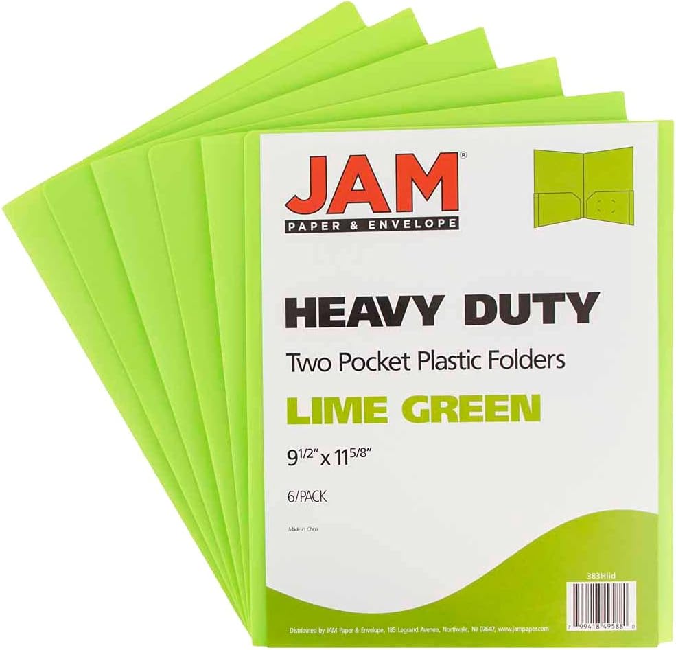 JAM Paper Heavy-Duty 2-Pocket Plastic Presentation Folders - Letter Size