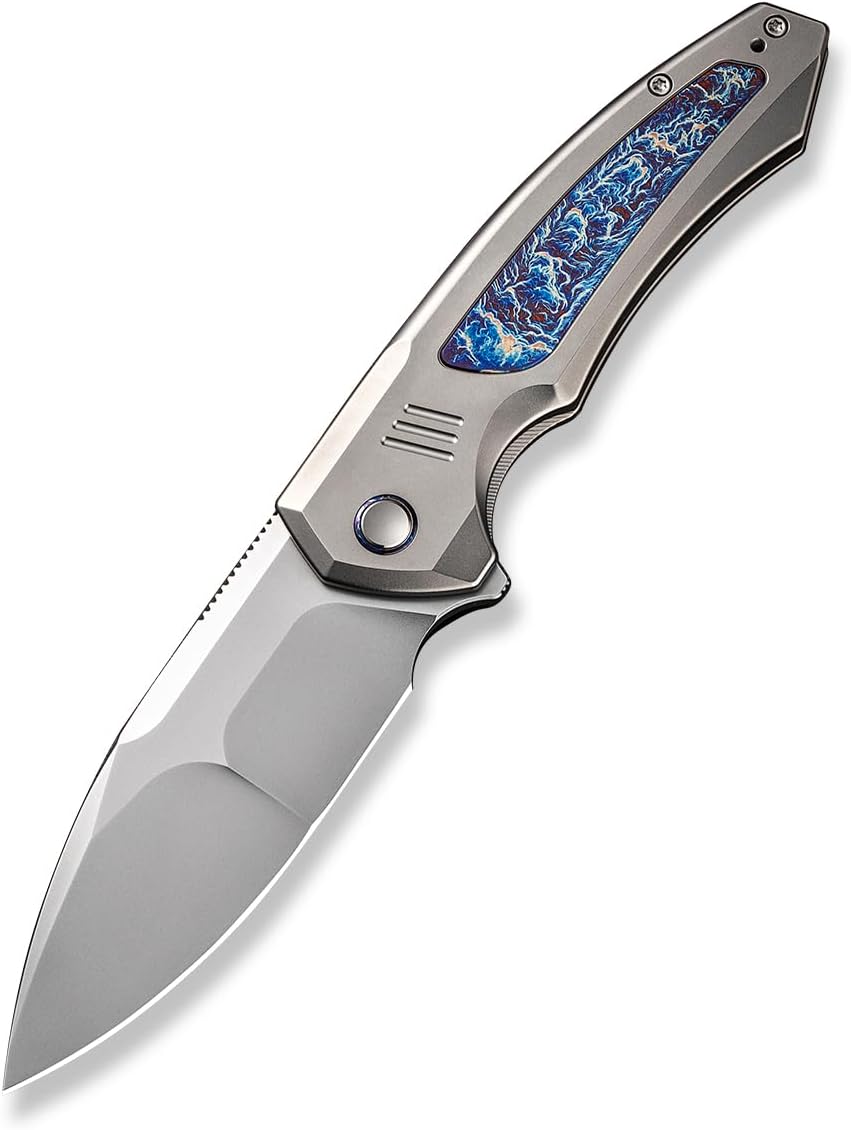 WE Knife Hyperactive Frame Lock 23030-1 Vanax Blue Flamed Titanium Pocket Knives
