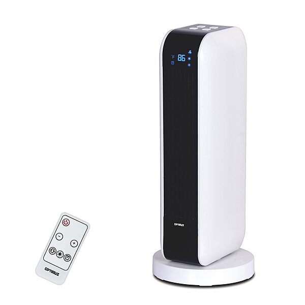 Optimus H-7319 17" Oscillating Tower Heater with Remote, Digi Temp Readout & Setting