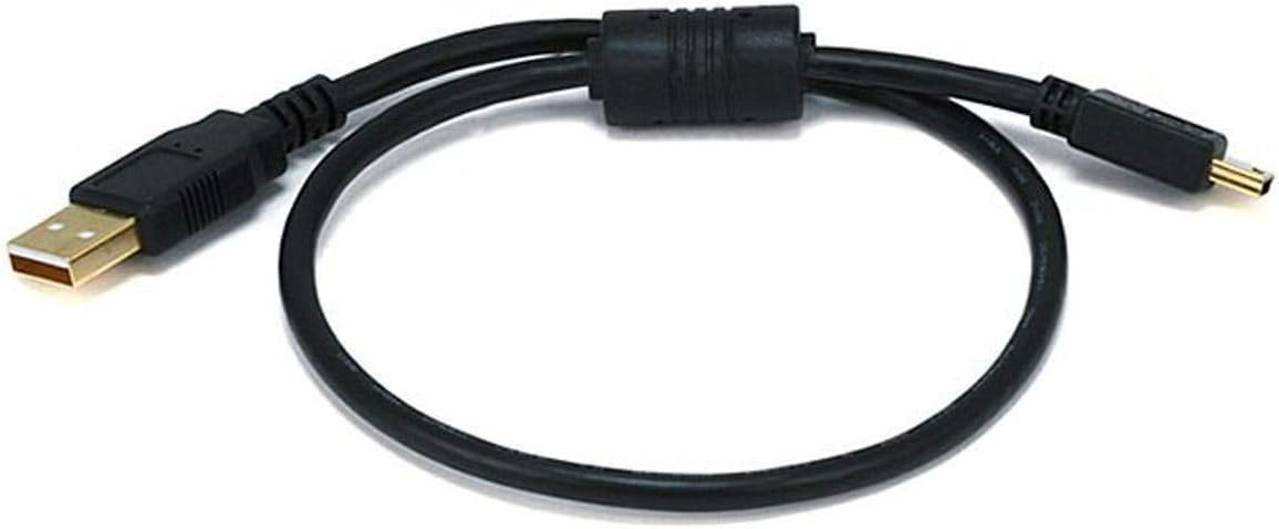 Monoprice 1.5-Feet USB 2.0 A Male to Mini-B 5pin Male 28/24AWG Cable with Ferrite Core (Gold Plated) (105446),Black