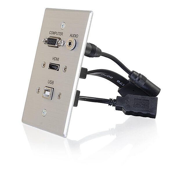 C2G Legrand Single Gang HDMI Pass-Through Wall Plate, Aluminum