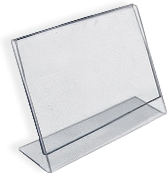 Azar Displays Acrylic L-Shaped Sign Holders, Clear - Pack of 10
