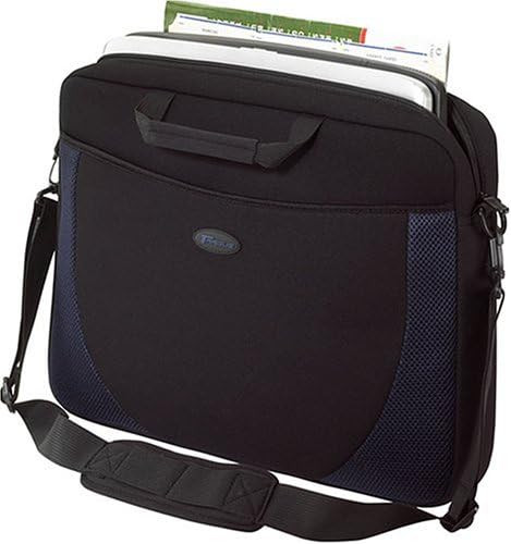 Targus Neoprene Slipcase Sleeve with Shoulder Strap for 17-Inch Laptops, Black with Blue Accents (CVR217)