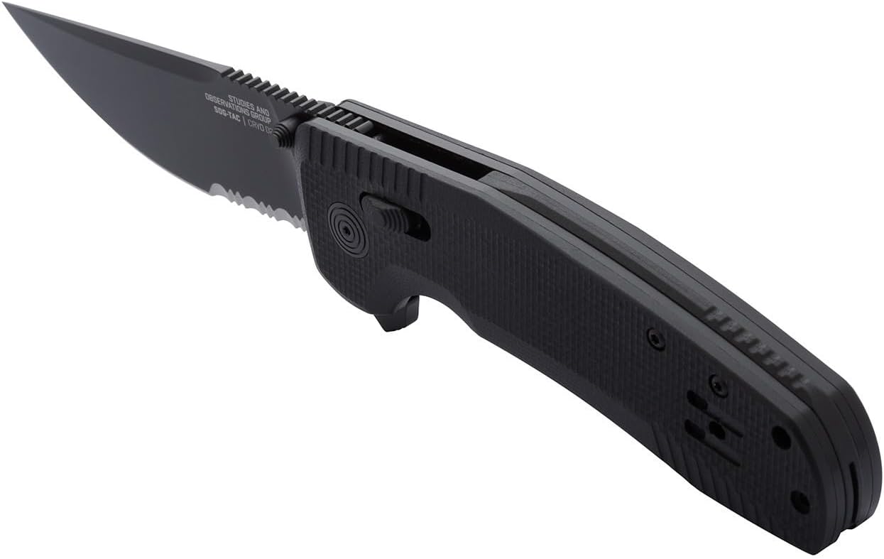 SOG-TAC XR Professional Partially Serrated Tactical Folding Knife | 3.4" D2 Tool Steel Blade Ultra-Grip G10 Handle