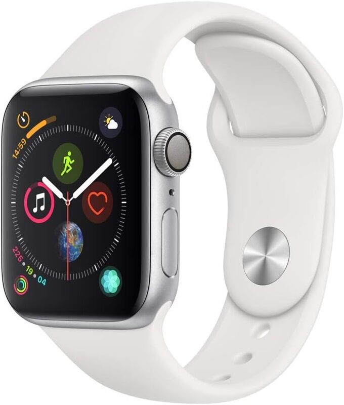 Apple - Watch Series 4 - Carcasa de aluminio plateada con correa deportiva blanca. reacondicionado. Apple - Watch Series 4 - Carcasa de aluminio plateada con correa deportiva blanca. reacondicionado.