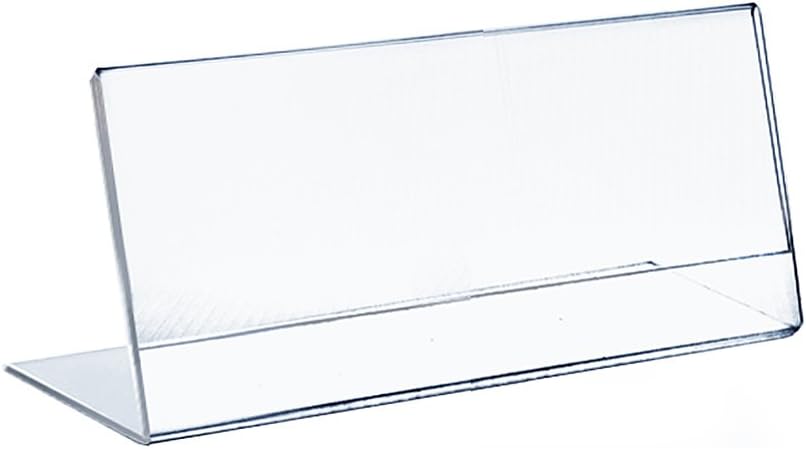 Azar Displays Acrylic L-Shaped Sign Holders, Clear - Pack of 10