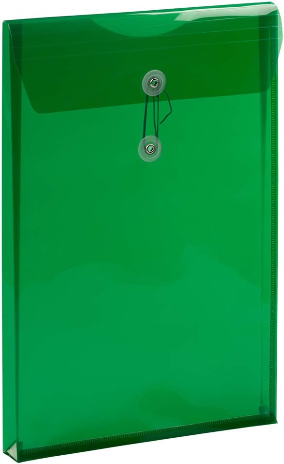 JAM PAPER Open-End Plastic Envelopes, Button & String