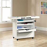 Sauder Craft Pro Mobile Craft Cart, 36inH x 37 1/4inW x 19 1/2inD, Soft White