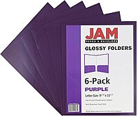 JAM PAPER Laminated Two-Pocket Glossy Presentation Folders - Letter Size