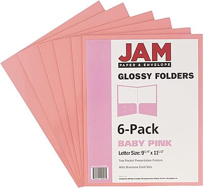 JAM PAPER Laminated Two-Pocket Glossy Presentation Folders - Letter Size