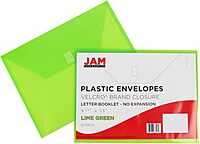 JAM PAPER Plastic Booklet Envelopes with Hook & Loop Closure - Pack of 12