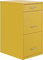 Realspace SOHO Organizer 18inD Vertical 3-Drawer File Cabinet, Gold