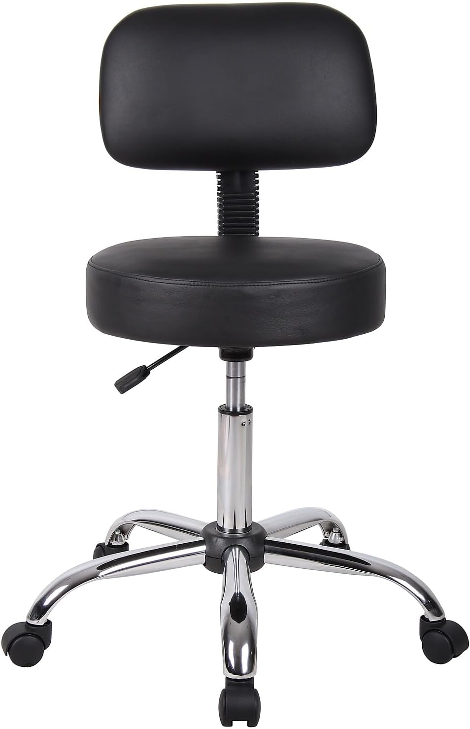 BOSS OFFICE PRODUCTS Medical Stool with Back, Antimicrobial Vinyl, Chrome Base