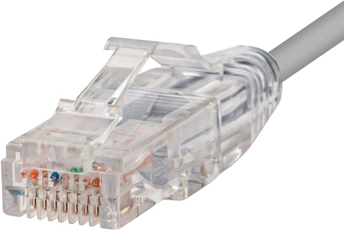 Monoprice Cat6 1ft Gray Component Level Patch Cable UTP 28AWG 550MHz Pure Bare Copper Snagless RJ45 SlimRun Series Ethernet