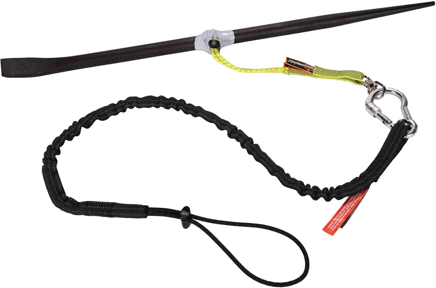 Ergodyne Squids 3100 Tool Lanyard with Single Carabiner and Adjustable Loop End, Standard Length Black