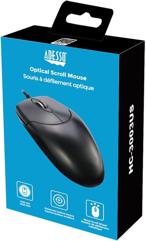 ADESSO HC-3003 3-Button Wired Optical Scroll Mouse