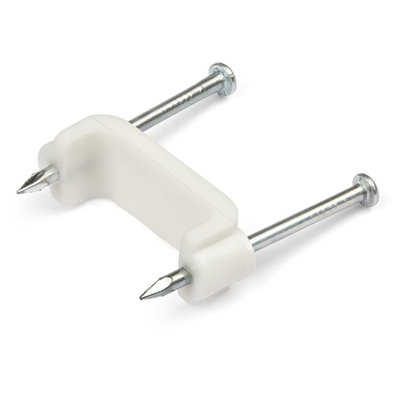 StarTech.com 100 Pack Cable Clips with Nails - Two Steel Nails - Reusable Nail-in Clamps - Brick/Drywall Cable Fasteners