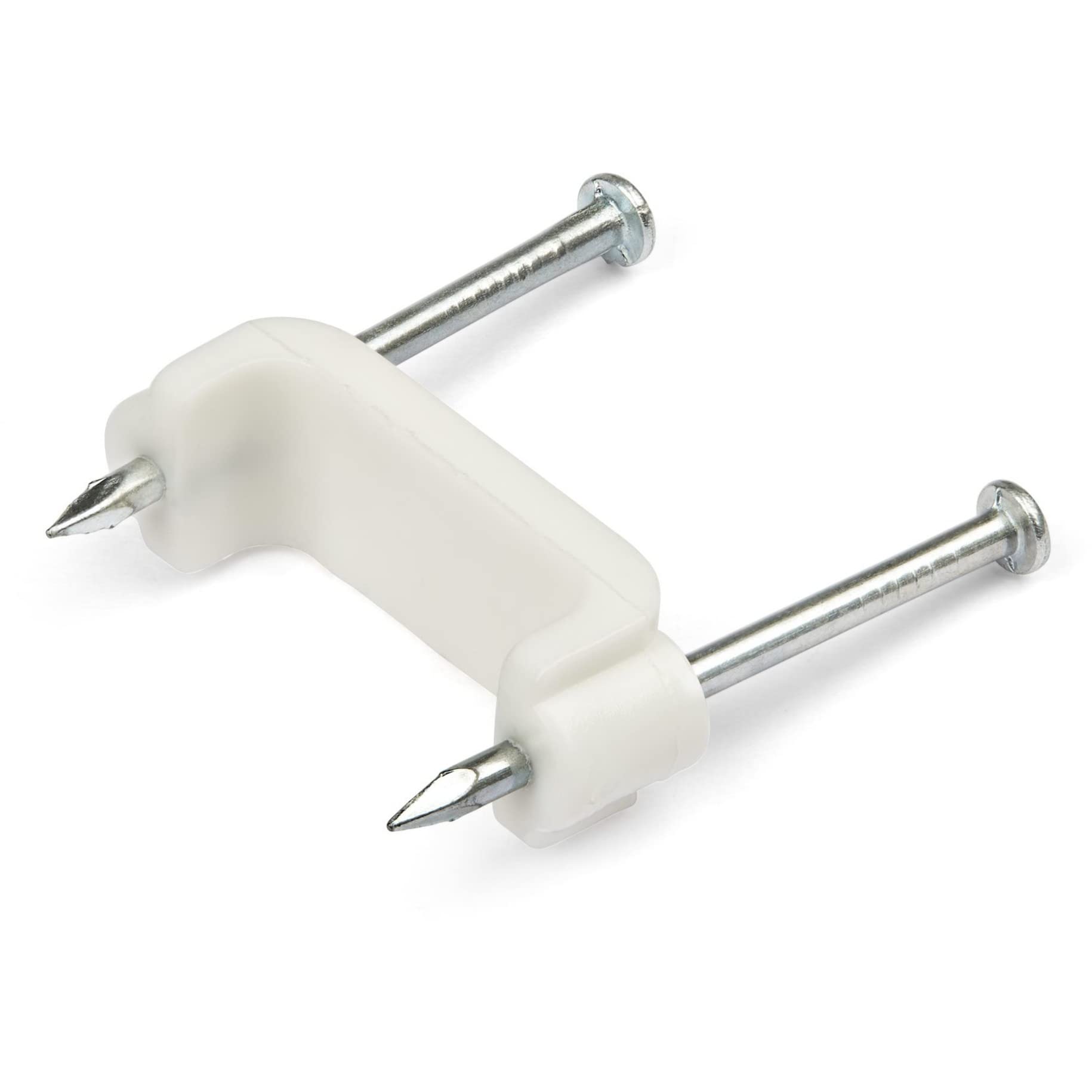StarTech.com 100 Pack Cable Clips with Nails - Two Steel Nails - Reusable Nail-in Clamps - Brick/Drywall Cable Fasteners