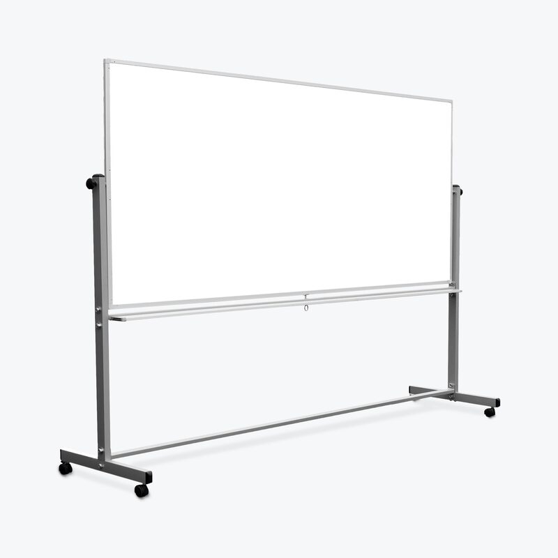 Luxor Mobile Dry Erase Double-Sided Magnetic Whiteboard with Aluminum Frame and Stand - 96"W x 40"H