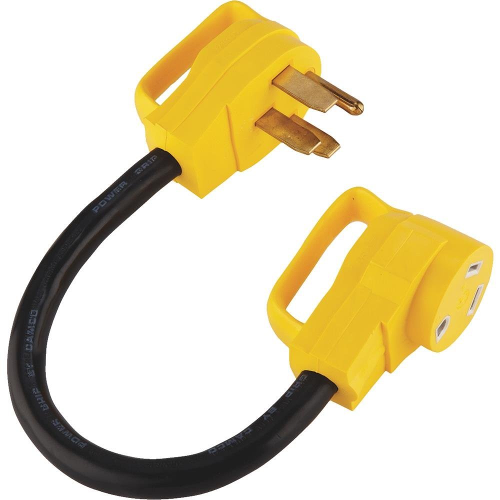 Camco 55173 18" PowerGrip 50A Male to 30A Female Dogbone Adapter, 125V/3750W