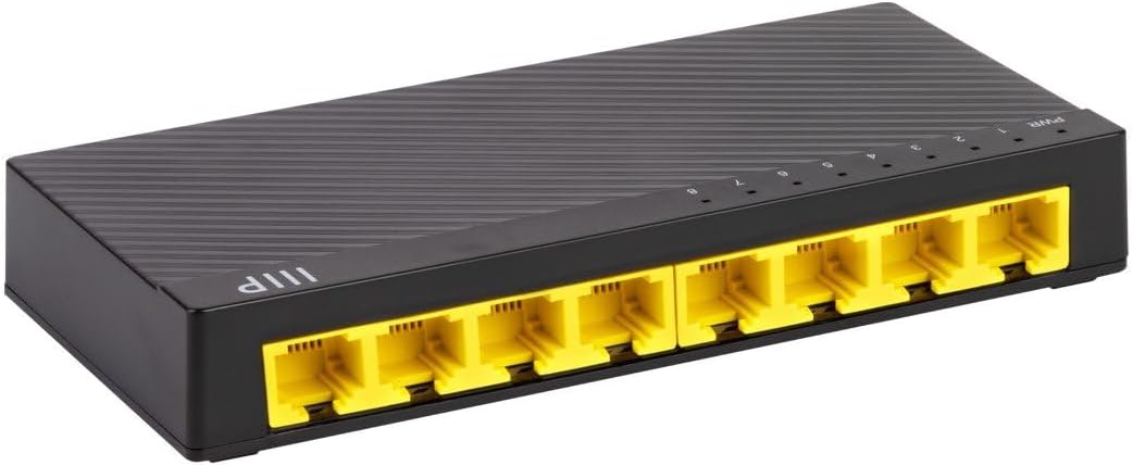 Monoprice 8-Port Gigabit Ethernet Unmanaged Desktop Switch - 10/100/1000Mbps, RJ45, IEEE 802.3ab, Plug-n-Play