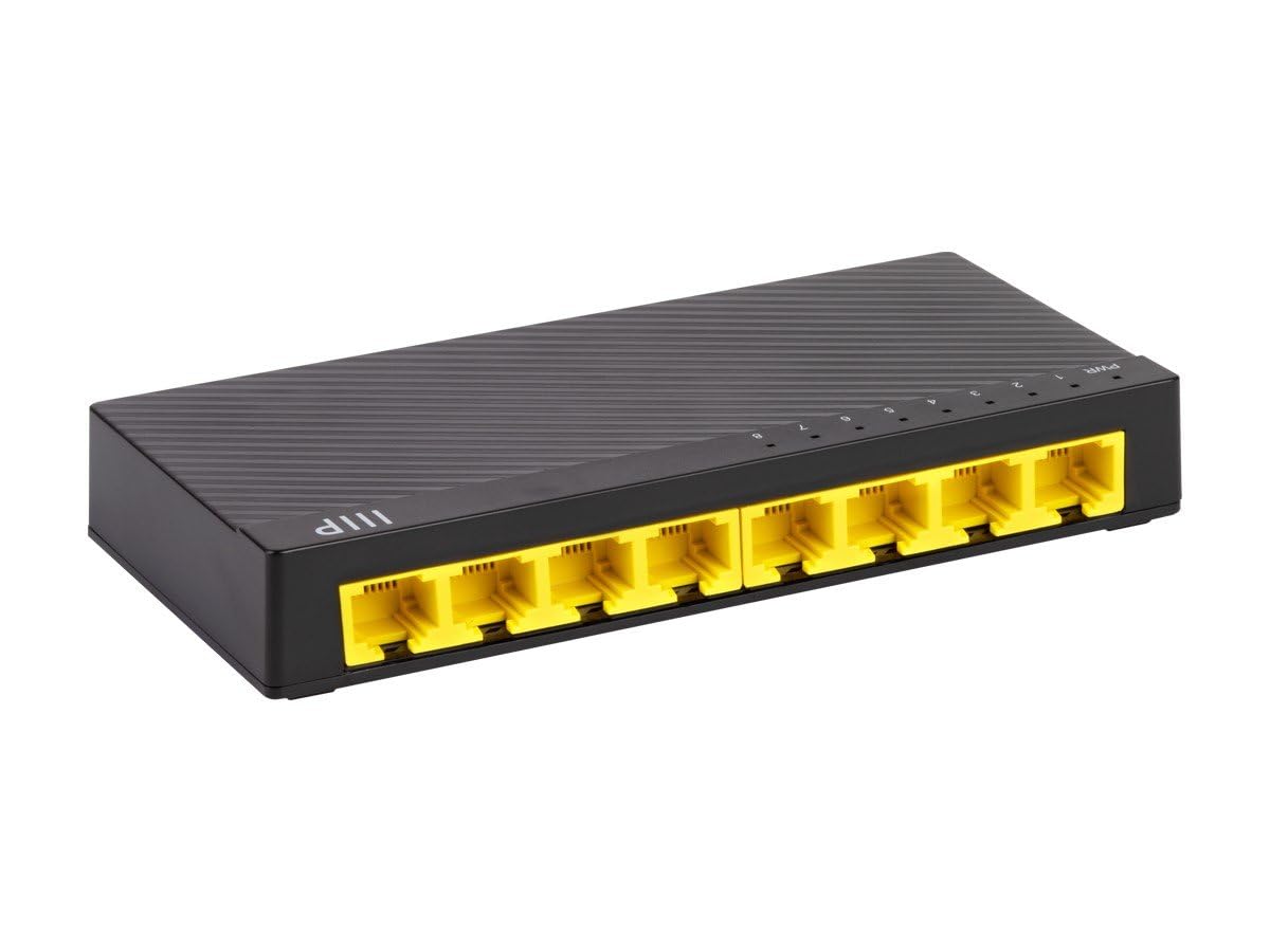 Monoprice 8-Port Gigabit Ethernet Unmanaged Desktop Switch - 10/100/1000Mbps, RJ45, IEEE 802.3ab, Plug-n-Play