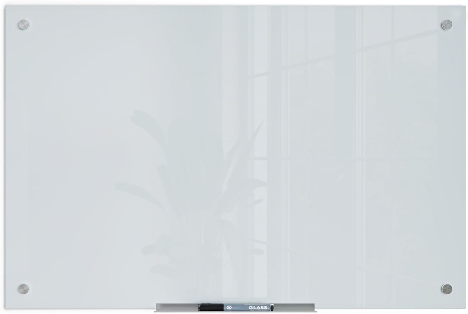 U BRANDS Glass Dry Erase Board, White Frosted Surface, Frameless