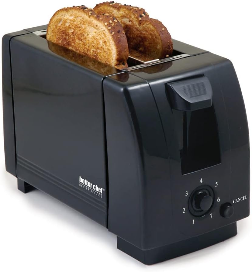 BETTER CHEF 2-Slice Toaster - Darkness Control & Crumb Tray