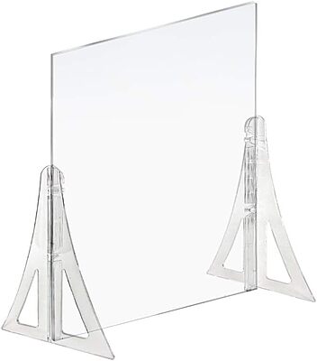 Azar Displays Protective Sneeze Guard for Counter and Desk - Portable Plexiglass Barrier (Pack of 2)