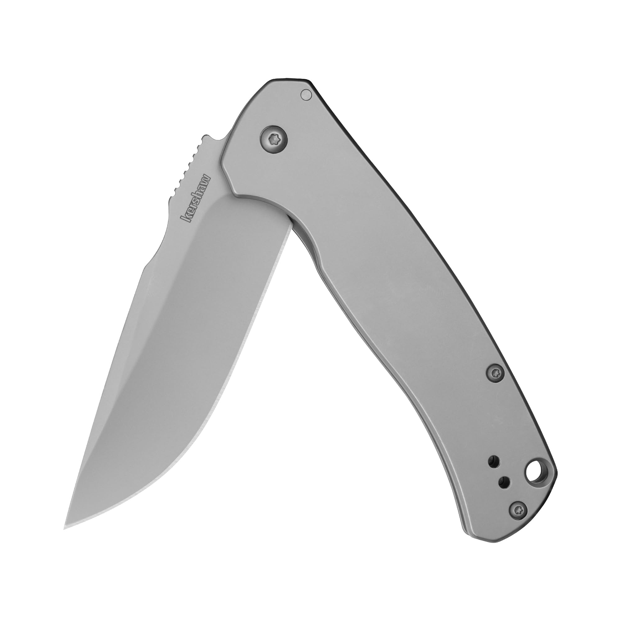 Kershaw Scour Folding Pocket Knife, 3.3 inch 8Cr13Mov Silver Blade, Stainless Steel Handle, Frame Lock, Pocketclip