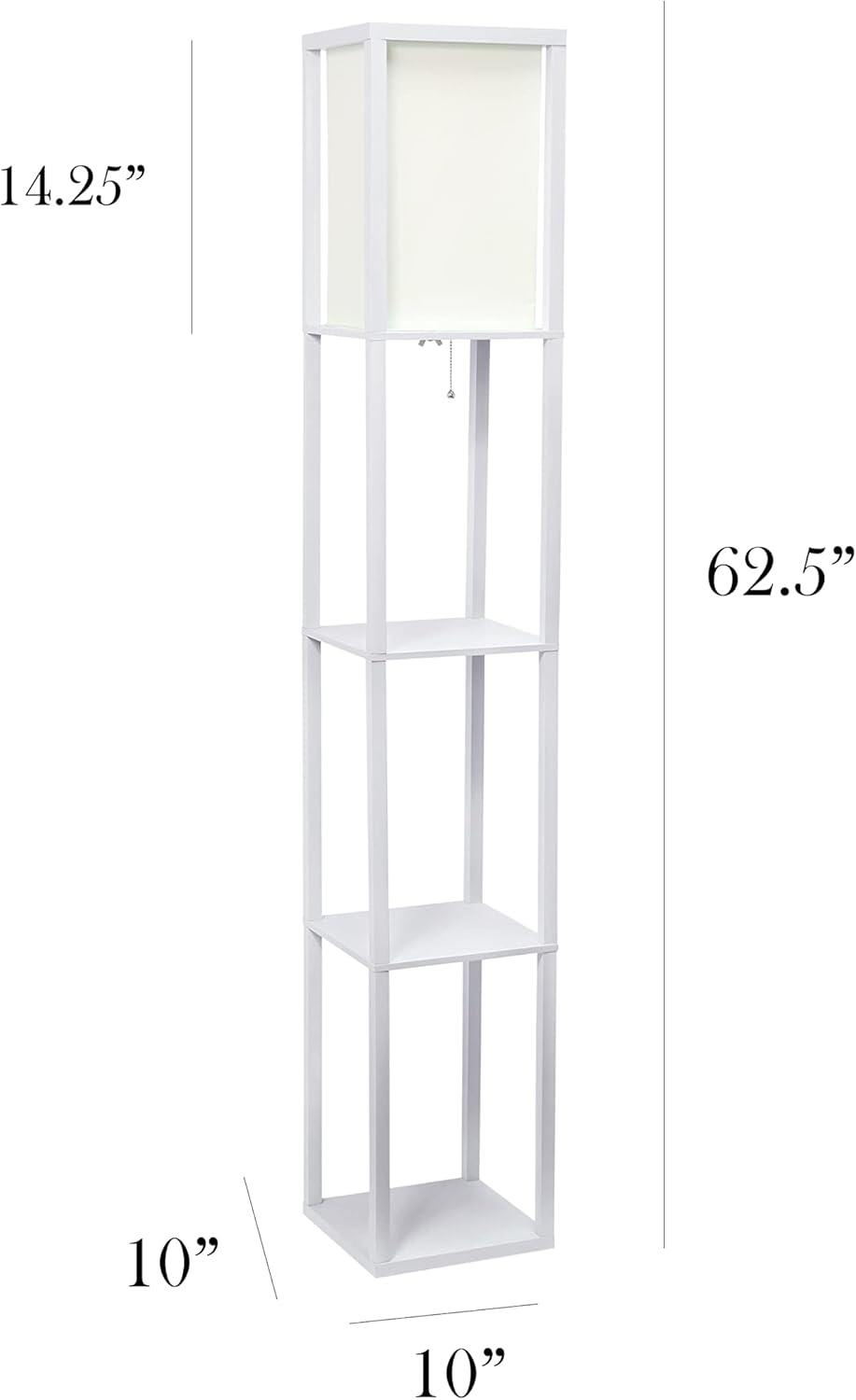 SIMPLE DESIGNS LF1014 3-Shelf Floor Lamp Linen Shade