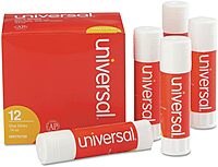 Universal 75750 Glue Stick, .74 oz, Stick, Clear (Pack of 12)