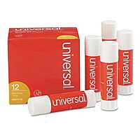Universal 75750 Glue Stick, .74 oz, Stick, Clear (Pack of 12)