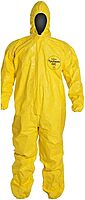 DuPont Tychem QC Disposable Coveralls - Large Yellow, Zipper Closure