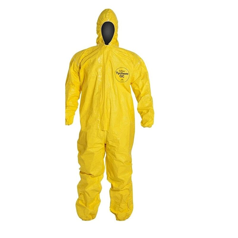 DuPont Tychem QC Disposable Coveralls - Large Yellow, Zipper Closure