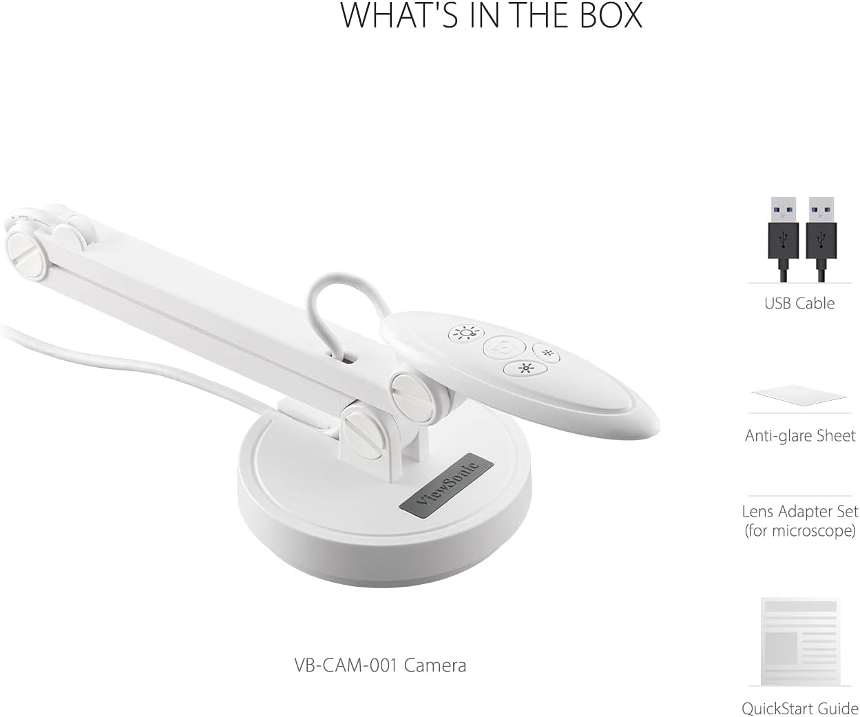 ViewSonic VB-VIS-002 8MP USB Document Camera with Adjustable Arm, Auto Focus, Digital Zoom with Windows, MacOS