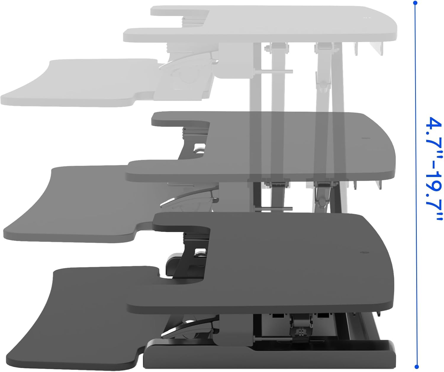 FlexiSpot M7-E Series Desk Riser, 4-3/4" to 19-3/4"H x 31-1/2"W x 16-5/16"D, Black