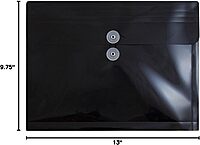 JAM PAPER Plastic Envelopes with Button & String Tie Closure - 12 Pack