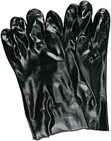 MCR Safety 6200 Single-Dipped PVC Plastic Gloves with 10-inch Gauntlet and Interlock Lining, Smooth, Black, Large, 1-Pair